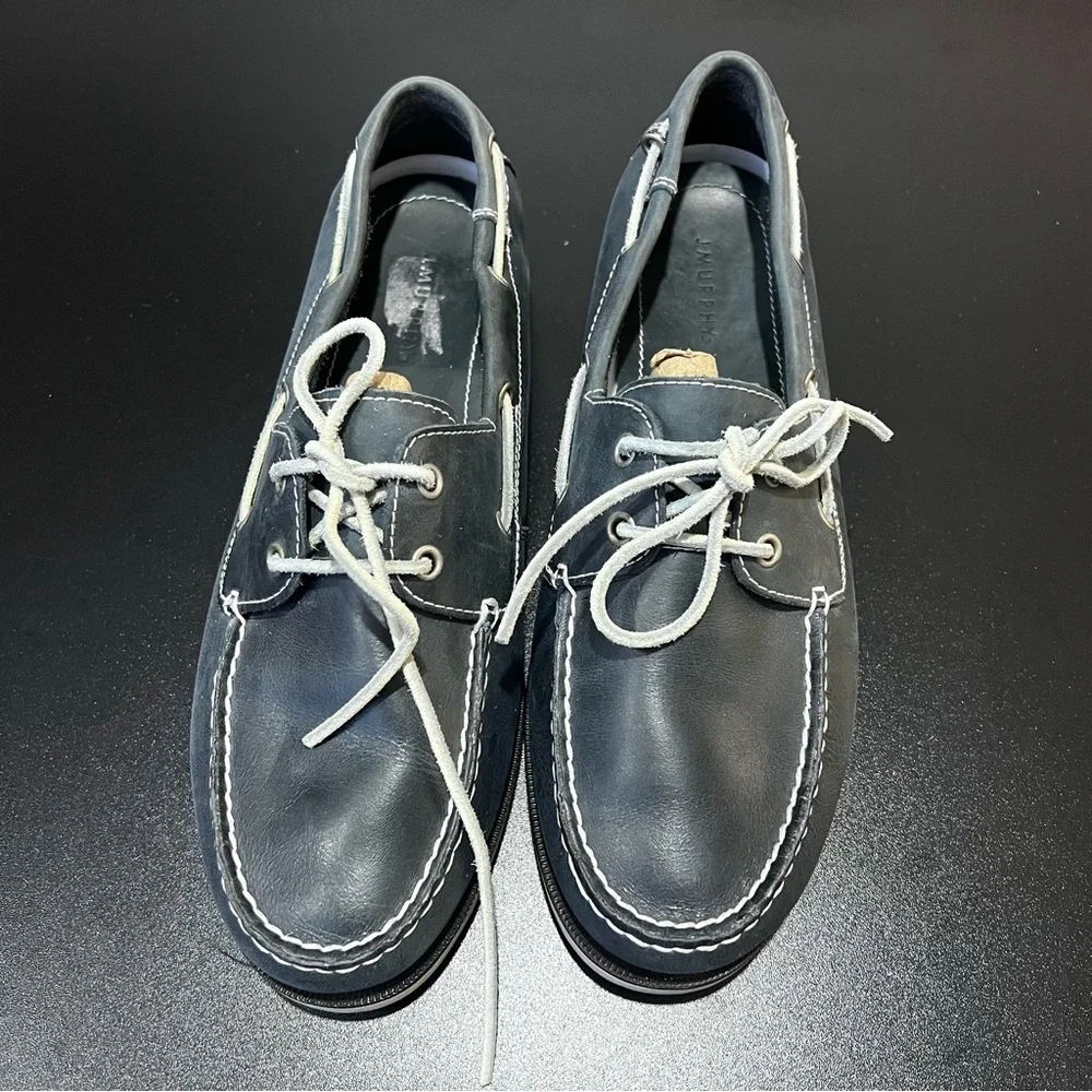 Johnston Murphy Leather loafers, slip ons Classic Navy Boat Shoes Mens 10